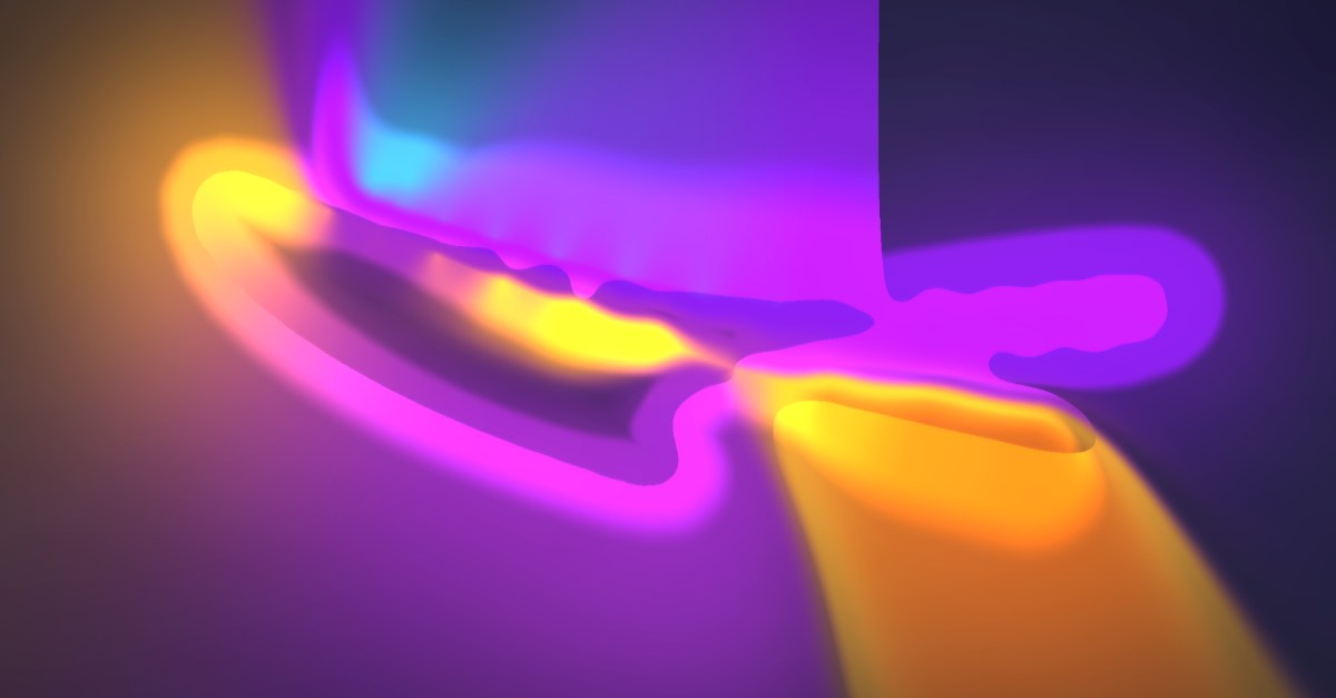 Luminous abstract visual composition made with Amorpher