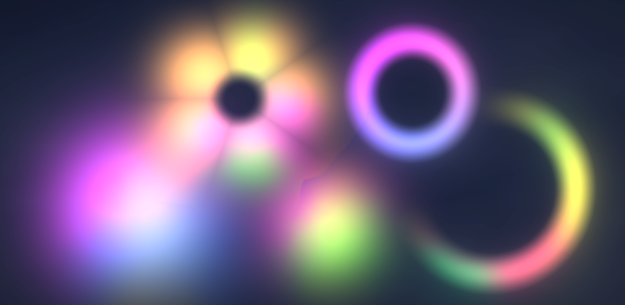Different blob shapes and color schemes in Amorpher